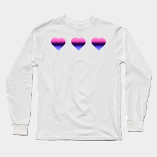 Bi+ Hearts Omnisexual Flag (Vertical Gradient Trio) Long Sleeve T-Shirt